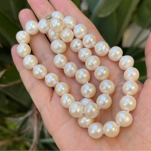 High quality cultured freshwater 11 mm pearl solid sterling silver necklace - Picture 2 of 12